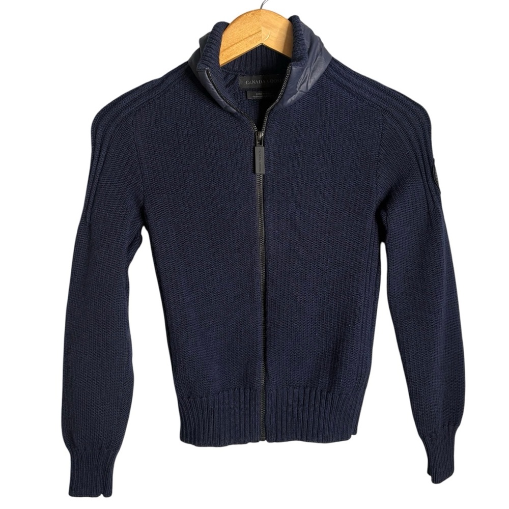 Canada Goose sweater merino wool knit navy blue full zip size xs Italy - Picture 1 of 9